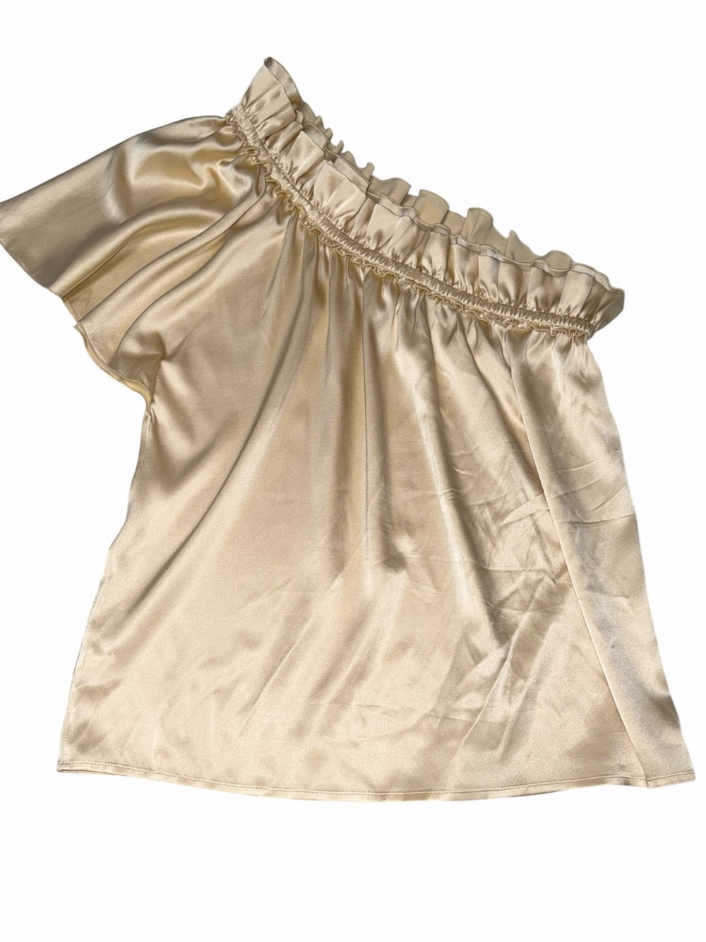 St. John Liquid Silk Asymmetric Top One Shoulder
Blouse Champagne Gold Sz 6 - Picture 3 of 15
